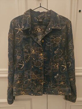 Y2K Embroidered denim jacket - medium
